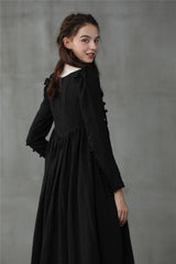 Medieval-Inspired Linen Dress with Chest Tie – Available in Black & Orange -  | Open Dress Medieval-Inspired Linen Dress with Chest Tie – Available in Black & Orange -  | Open Dress