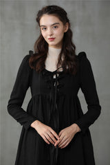 Medieval-Inspired Linen Dress with Chest Tie – Available in Black & Orange -  | Open Dress Medieval-Inspired Linen Dress with Chest Tie – Available in Black & Orange -  | Open Dress