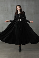 Medieval-Inspired Linen Dress with Chest Tie – Available in Black & Orange -  | Open Dress Medieval-Inspired Linen Dress with Chest Tie – Available in Black & Orange -  | Open Dress