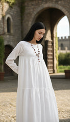 Maxi Linen Dress with Hidden Side Pockets|جنصات