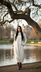 COTTON Hooded Dress with Side Pockets and Thumbhole — اوفوايت سمر