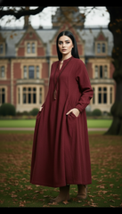 Maxi Linen Dress with Side Pockets | طوبى