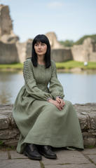 Long Black Linen Dress with Side Pockets | كرفته