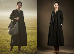 Maxi Linen Dress with Side Pockets — Effortless Elegance for Every Size| Tobey