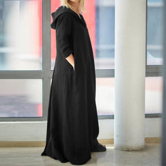 Modern kaftan crafted from a premium cotton-linen blend for effortless elegance.