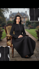 Bold Black Zipper Dress — Timeless Elegance in Two Luxurious Fabrics| غطس