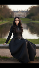 Bold Black Zipper Dress — Timeless Elegance in Two Luxurious Fabrics| غطس