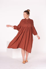 Linen Dress – Comfy for All Seasons in Havana & Navy! Button Front & Flowy Sleeves | هافان او كحلى قصير 🌿