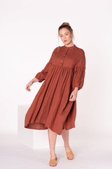Linen Dress – Comfy for All Seasons in Havana & Navy! Button Front & Flowy Sleeves | هافان او كحلى قصير 🌿