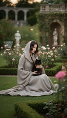 Mythical Treated-Linen Dress with Wide Sleeves & Large Hood | ملكى
