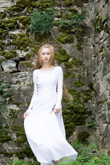 ⚔️ "Medieval-Inspired Linen Maxi Dress – Handcrafted Metal Rings & Lace-Up Corset Detail | Artistic Masterpiece!" ⚔️| حلقات