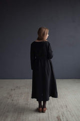 🌿 "Effortless Linen Maxi Dress – Gray & Black with Belt & Pockets | Comfort Meets Style!" 🌿| شيبه السيمبل