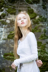 ⚔️ "Medieval-Inspired Linen Maxi Dress – Handcrafted Metal Rings & Lace-Up Corset Detail | Artistic Masterpiece!" ⚔️| حلقات