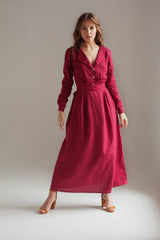 Maxi Dress with sleeves – Long Sleeves & Wooden Buttons |🌿 ريفير