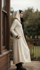 COTTON Hooded Dress with Side Pockets and Thumbhole — اوفوايت سمر