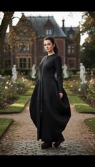 Bold Black Zipper Dress — Timeless Elegance in Two Luxurious Fabrics| غطس
