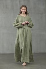 Maxi Linen Dress with Side Pockets and Elegant Design| grafta
