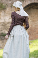 ⚔️ "Medieval-Inspired Linen Maxi Dress – Handcrafted Metal Rings & Lace-Up Corset Detail | Artistic Masterpiece!" ⚔️| حلقات