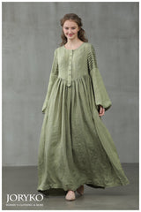 Maxi Linen Dress with Side Pockets and Elegant Design| grafta