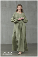 Maxi Linen Dress with Side Pockets and Elegant Design| grafta