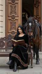Velvet Winter Dress with Frache Trim & Waist Tie – Elegant and Warm | فرساتشى