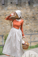 ⚔️ "Medieval-Inspired Linen Maxi Dress – Handcrafted Metal Rings & Lace-Up Corset Detail | Artistic Masterpiece!" ⚔️| حلقات