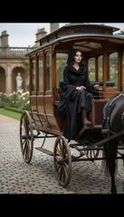 Mythical Treated-Linen Dress with Wide Sleeves & Large Hood | ملكى