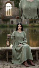 Long Black Linen Dress with Side Pockets | كرفته