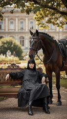 🖤 "Black Lycra Maxi Dress – Flowy Tiers & Comfortable Cuffs |  🖤 | ادوار استك