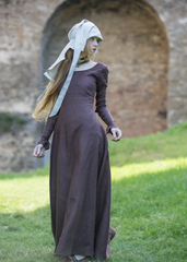 ⚔️ "Medieval-Inspired Linen Maxi Dress – Handcrafted Metal Rings & Lace-Up Corset Detail | Artistic Masterpiece!" ⚔️| حلقات
