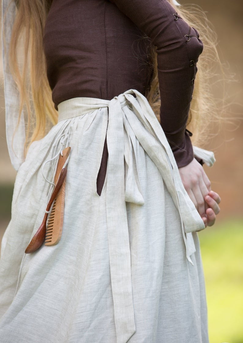 🌿 Two-Piece Linen Set — Adjustable Waist Skirt & Headpiece in Beige 🎩| barary