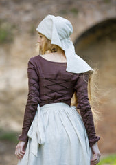 ⚔️ "Medieval-Inspired Linen Maxi Dress – Handcrafted Metal Rings & Lace-Up Corset Detail | Artistic Masterpiece!" ⚔️| حلقات