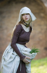 🌿 Two-Piece Linen Set — Adjustable Waist Skirt & Headpiece in Beige 🎩| barary