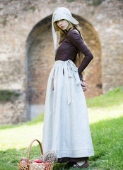 🌿 Two-Piece Linen Set — Adjustable Waist Skirt & Headpiece in Beige 🎩| barary
