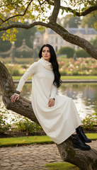 COTTON Hooded Dress with Side Pockets and Thumbhole — اوفوايت سمر