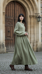 Long Black Linen Dress with Side Pockets | كرفته