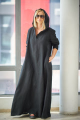 Modern kaftan crafted from a premium cotton-linen blend for effortless elegance.