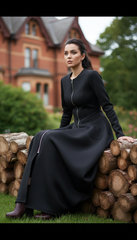 Bold Black Zipper Dress — Timeless Elegance in Two Luxurious Fabrics| غطس