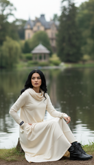COTTON Hooded Dress with Side Pockets and Thumbhole — اوفوايت سمر