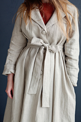 Linen Jacket with Elegant Design, Functional Pockets, and a Detachable Belt — Available in Black and Beige 🎨| جاكت زراير