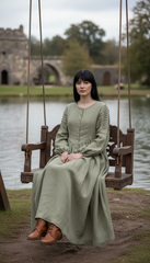 Long Black Linen Dress with Side Pockets | كرفته