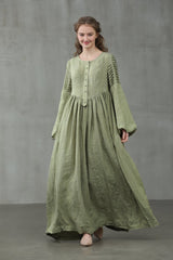 Maxi Linen Dress with Side Pockets and Elegant Design| grafta