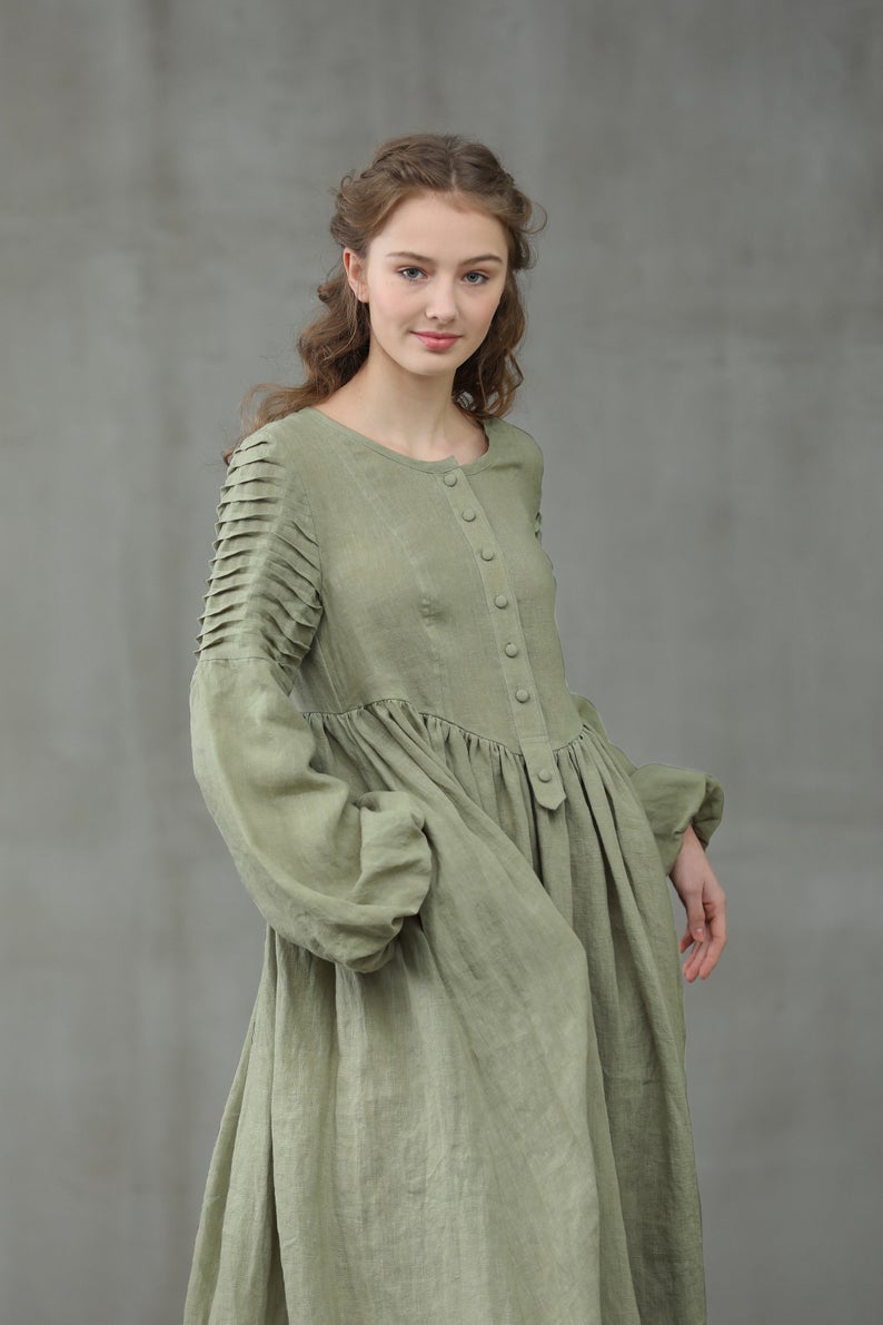 Maxi Linen Dress with Side Pockets and Elegant Design| grafta