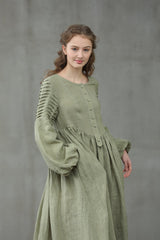 Maxi Linen Dress with Side Pockets and Elegant Design| grafta