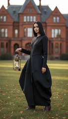 Bold Black Zipper Dress — Timeless Elegance in Two Luxurious Fabrics| غطس
