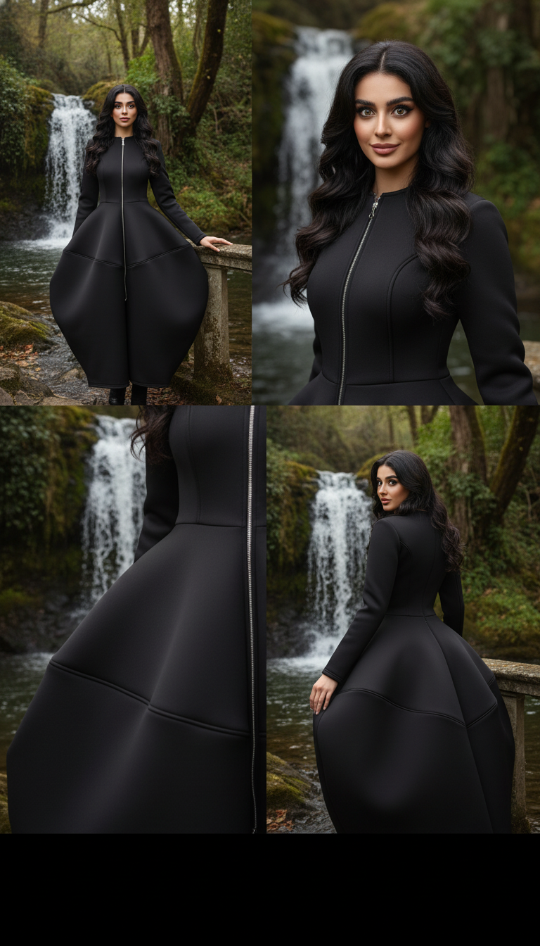 Bold Black Zipper Dress — Timeless Elegance in Two Luxurious Fabrics| غطس