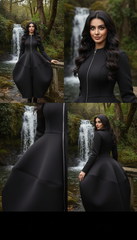 Bold Black Zipper Dress — Timeless Elegance in Two Luxurious Fabrics| غطس