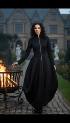 Bold Black Zipper Dress — Timeless Elegance in Two Luxurious Fabrics| غطس