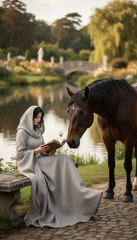 Mythical Treated-Linen Dress with Wide Sleeves & Large Hood | ملكى