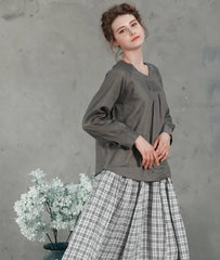 Linen Blouse with Hidden Back Zipper – Chic & Practical| بلوز جنص
